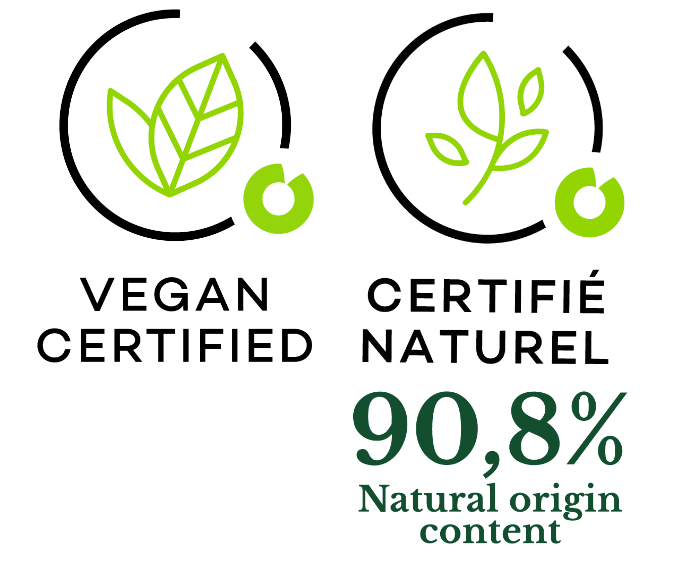 Icon of 90.9% ingredients of natural origin. Vegan. For Osmanthe Liu Yuan