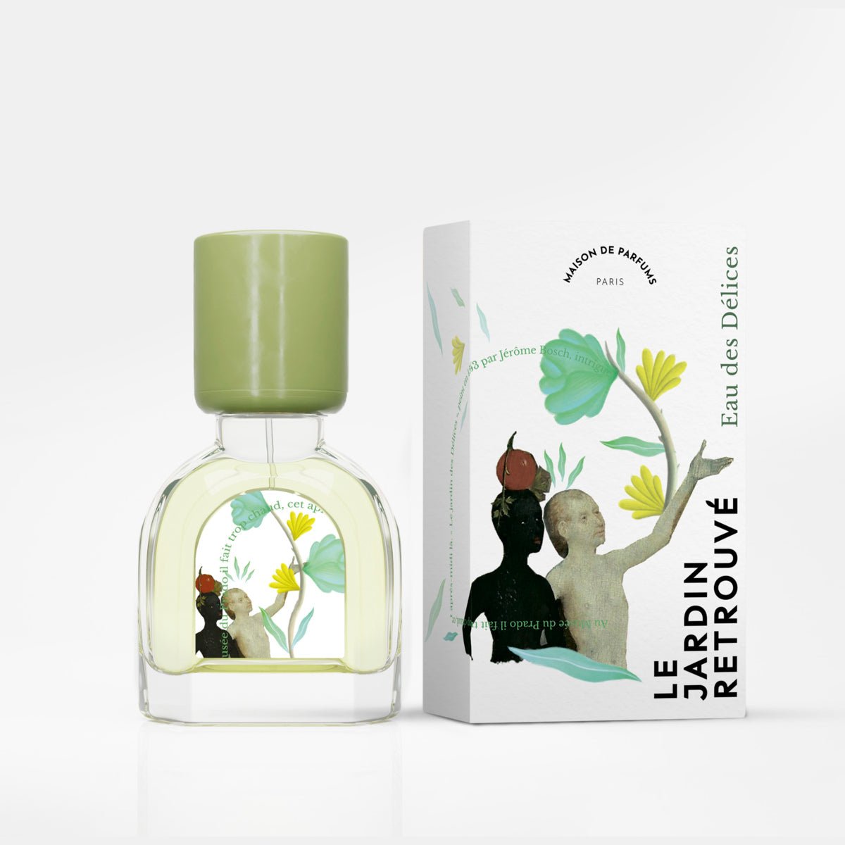 Eau des Délices 15ml avec ça boite sur fond blanc - Le Jardin Retrouvé