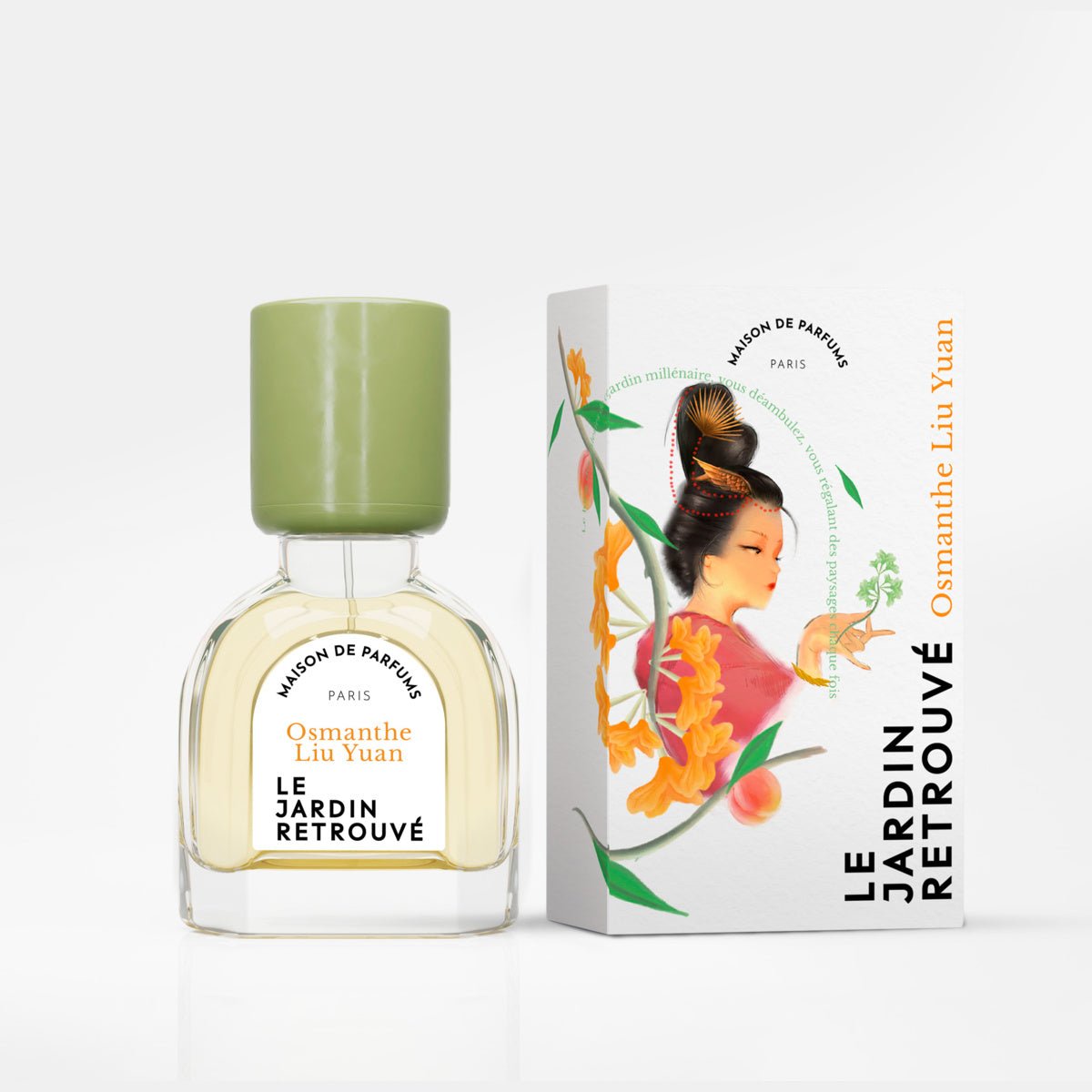 Osmanthe Liu Yuan 15ml avec ça boite sur fond blanc - Le Jardin Retrouvé