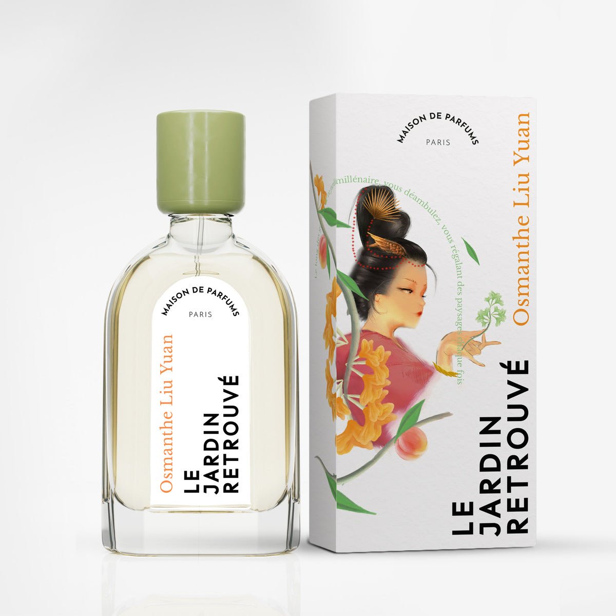 Osmanthe Liu Yuan 50ml avec ça boite sur fond blanc - Le Jardin Retrouvé